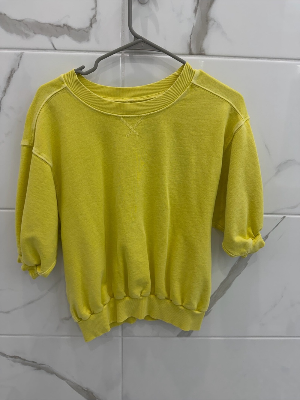 Anthropologie/Pilcro Lemon-Yellow Short Sleeve Sweatshirt
